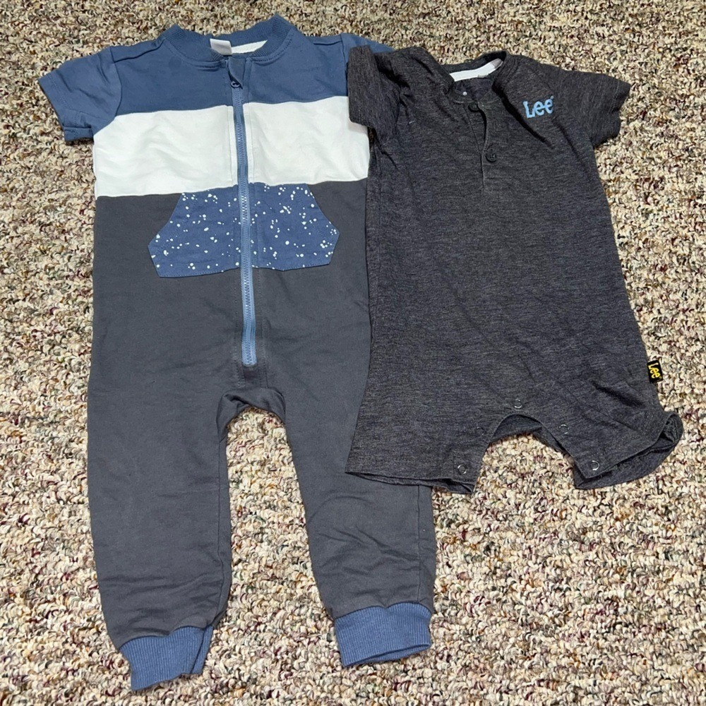 Boys toddler size 24 months 2t outfits Lee Kids Blue and Gray One Piece bundle